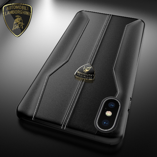 Luxury Genuine Leather Crafted Official Lamborghini Huracan D1 Series Anti Knock Back Case Cover for Apple iPhone X / XS 2018