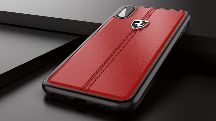 Luxury Scuderia Ferrari Vertical Hand Stitched Genuine Leather Hard Back Case Cover for Apple iPhone X / XS 2018