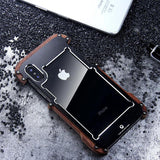 Apple iPhone X/XS Luxury Hard Metal Aluminum Wood Protective Bumper Phone Case