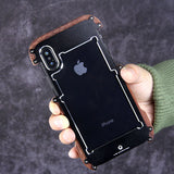 Apple iPhone X/XS Luxury Hard Metal Aluminum Wood Protective Bumper Phone Case