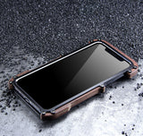 Apple iPhone X/XS Luxury Hard Metal Aluminum Wood Protective Bumper Phone Case