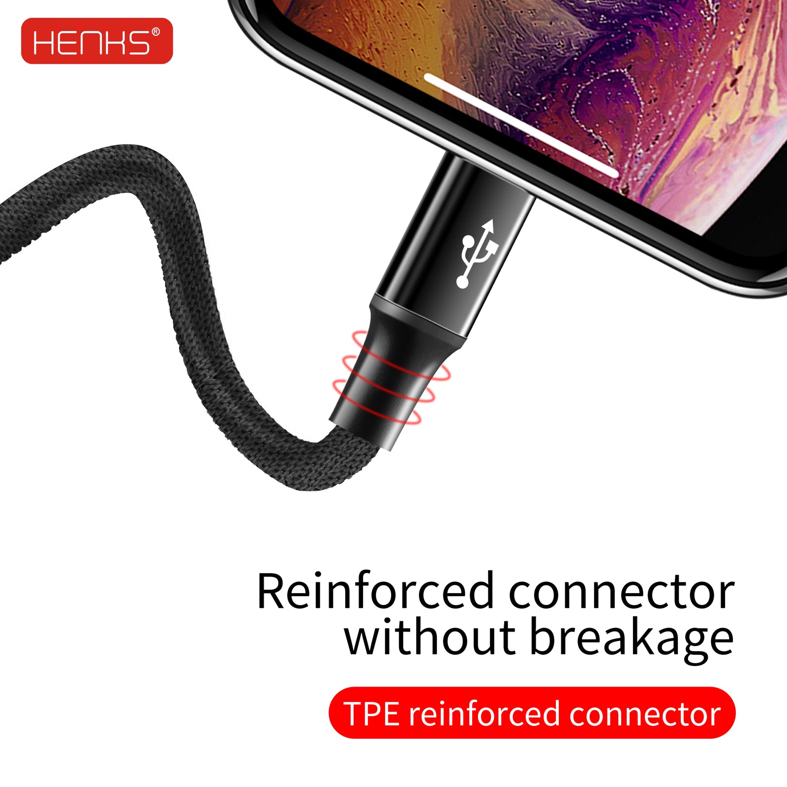 HENKS® QC 3.0 Certified Type C Fast Charging Data Sync Cable for Type C Devices
