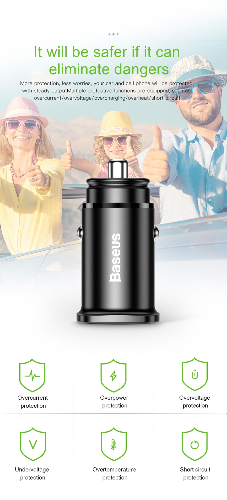 Baseus Quick Charge 4.0 30W Dual USB PD Type C Fast Charging Car Phone Charger For iPhone Samsung Xiaomi