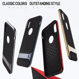Luxury Shockproof Matte Back Case with Kickstand TPU + PC Holder Back Cover for Apple iPhone X / XS 2018