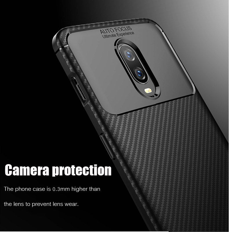Luxury Shockproof Hybrid Armor Soft Silicone Carbon Fiber Back Case Cover for OnePlus 6T