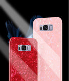 Luxury Marble Finish Bling Shell Tempered Glass Hard Back Case Cover for Samsung Galaxy S8