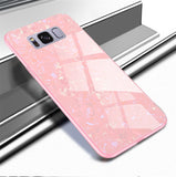 Luxury Marble Finish Bling Shell Tempered Glass Hard Back Case Cover for Samsung Galaxy S8