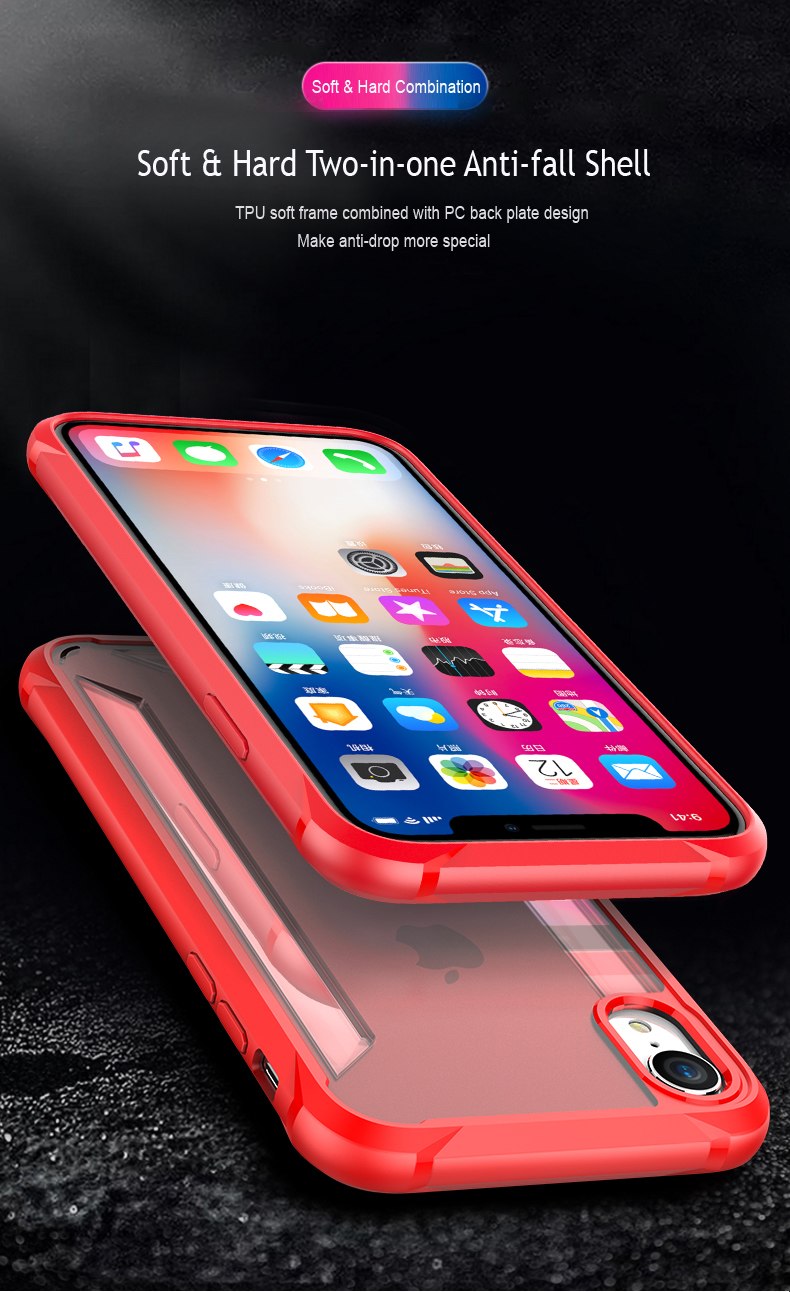 Premium Hybrid Protection Heavy Duty Soft TPU+ Hard PC Clear Case for Apple iPhone XR (6.1")