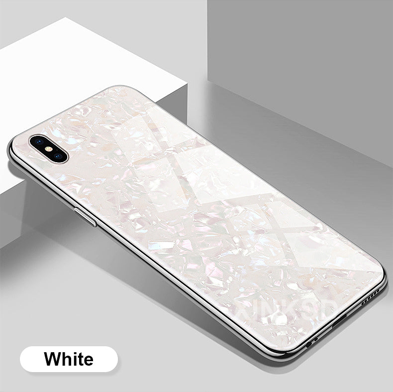 Premium Smooth & Shiny Marble Pattern Hard Glass Back Case Cover for Apple iPhone XS Max (6.5")