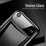 Luxury Glossy Mirror Tempered Glass Camera Protection Hard Back Case Cover for Apple iPhone XR