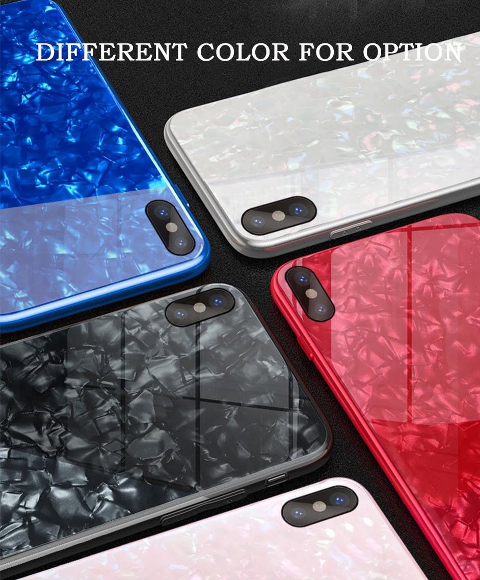 Premium Smooth & Shiny Marble Pattern Hard Glass Back Case Cover for Apple iPhone X / XS