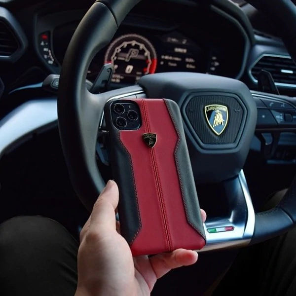 Luxury Genuine Leather Hand Crafted Official Lamborghini Huracan D1 Series Cover for Apple iPhone 13 Pro Max