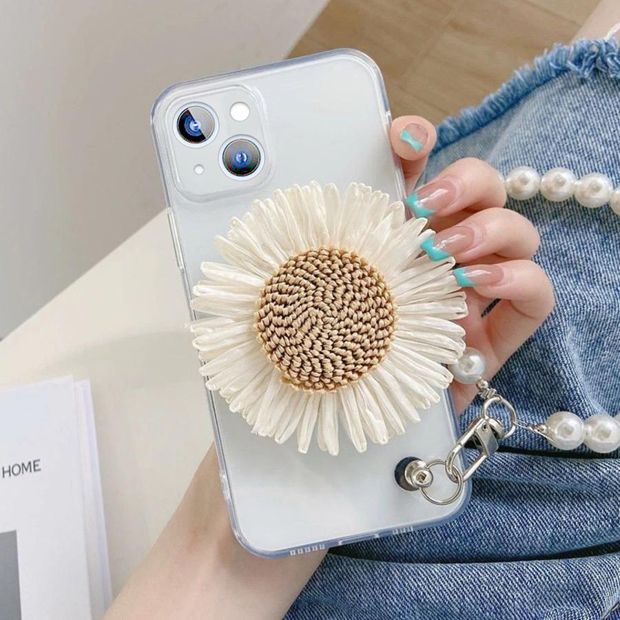 Premium Floral Transparent Mirror With Pop Socket case for iPhone 13 Series