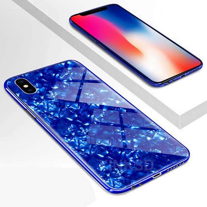 Premium Smooth & Shiny Marble Pattern Hard Glass Back Case Cover for Apple iPhone X / XS