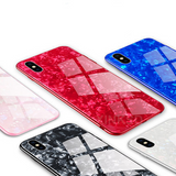 Premium Smooth & Shiny Marble Pattern Hard Glass Back Case Cover for Apple iPhone X / XS