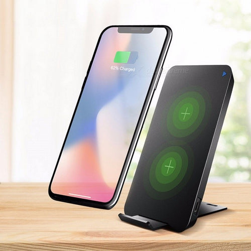 Luxury Dual Coil [10 Watt] Fast Wireless Charging with Stand Function for Horizontal & Vertical Charging iPhone X, 8/8 Plus, Samsung S8/8 Plus, Note 8
