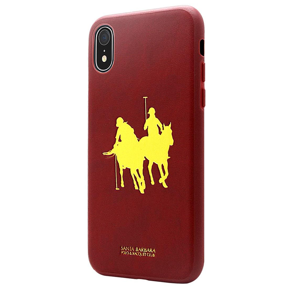 Luxury Santa Barbara Polo & Racquet Club Genuine Leather Hard Back Case Cover for Apple iPhone XR (6.1")